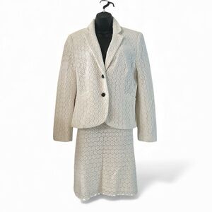 Calvin Klein Cream Blazer and Skirt Set sz Large